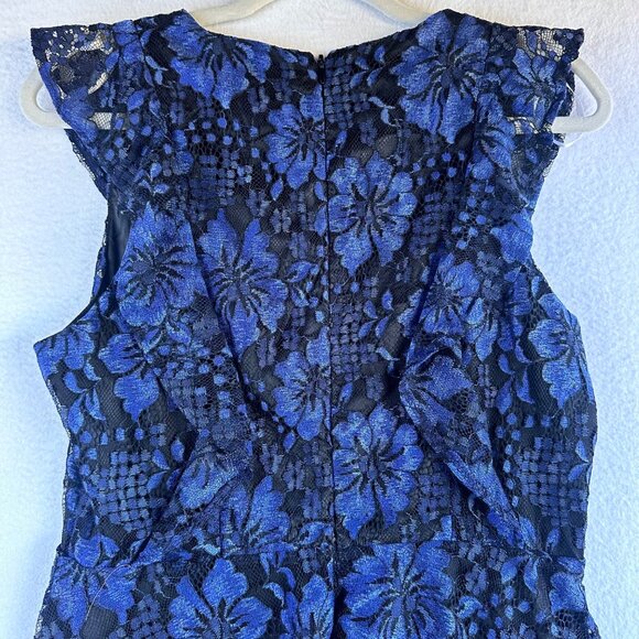 Lulus Dress Womens Medium Blue Black Lace Ruffle Tiered Maxi Formal Party - Picture 13 of 13